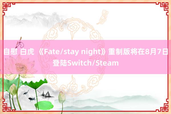 自慰 白虎 《Fate/stay night》重制版将在8月7日登陆Switch/Steam